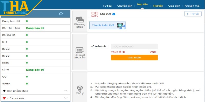 Nạp tiền Thabet - Chi tiết từng bước, an toàn tuyệt đối 3 nap tien thabet huong dan