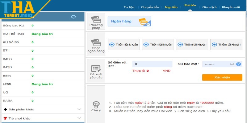 Rút Tiền Thabet Cho Hội Viên Với Nhiều Cách Thức Mới 3 rut tien thabet huong dan